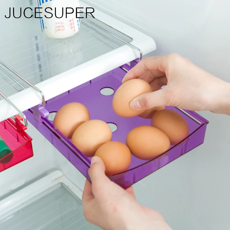 

L Multifunction Kitchen Refrigerator Fridge Hanging Storage Rack Spacer Layer Storage Rack Pull-Out Drawer Freezer Shelf Holder