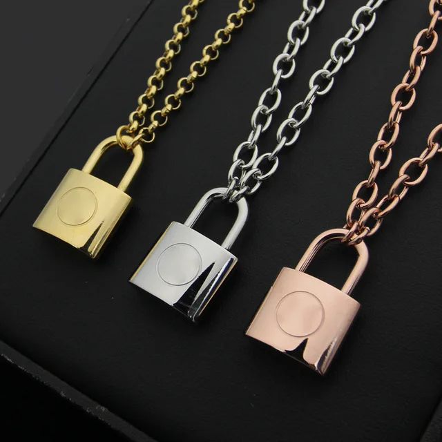 

High quality 316L stainless steel V letter lock crude Necklace Fashion love necklace Never fade