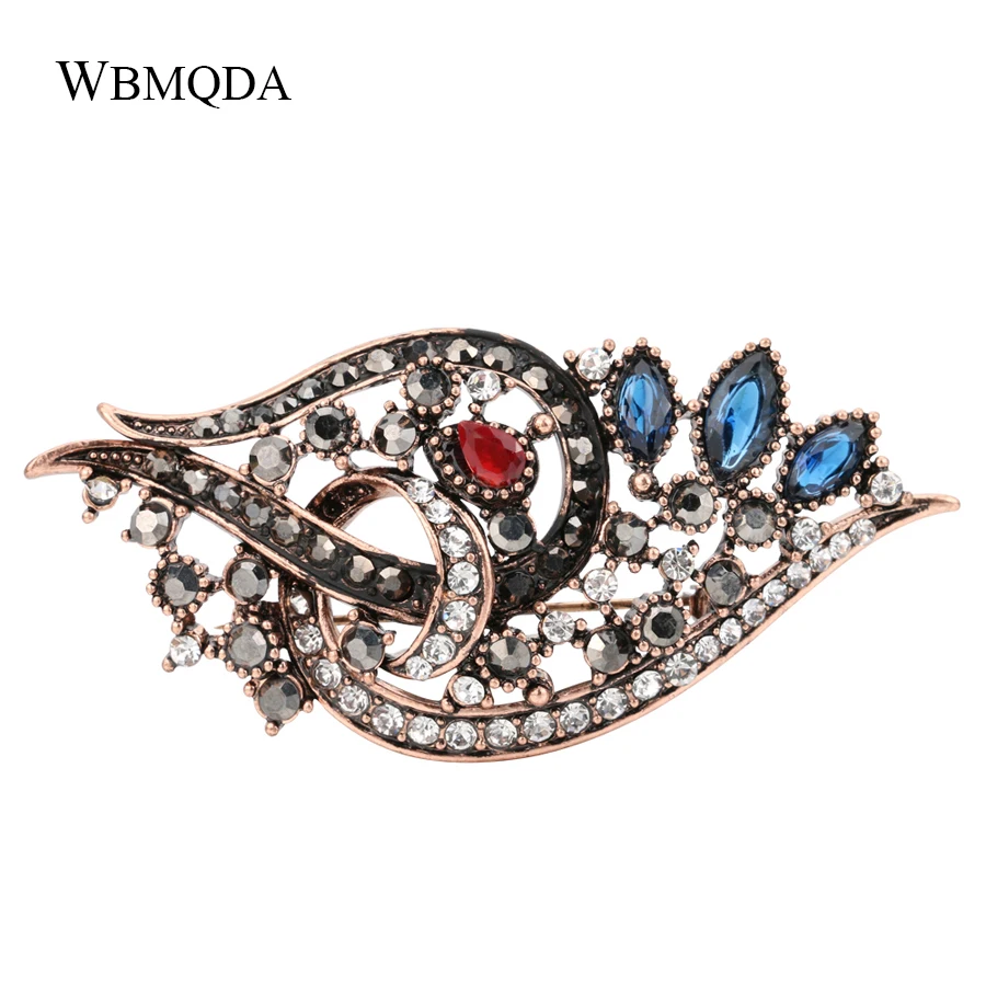 

Vintage Brooch Bohemian Scarf Lapel Pin Antique Gold Crystal Bird Brooches For Women Turkish Jewelry Free Shipping