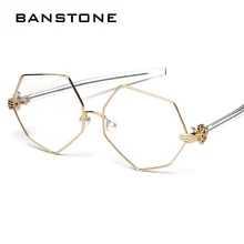 BANSTONE Брендовые очки оправа женские очки прозрачные линзы очки винтажные полигон золотые мужские очки в оправе модные круглые очки