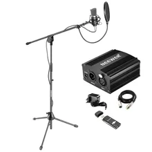 Neewer NW-700 Pro конденсаторный микрофон в комплекте: конденсаторный микрофон+ микрофон напольная подставка+ 48 V Phantom Питание+ подвесом