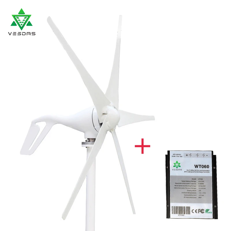 

400W 3/5 Blades 12V or 24VAC Wind Turbine Generator Small Windmill for Home Use