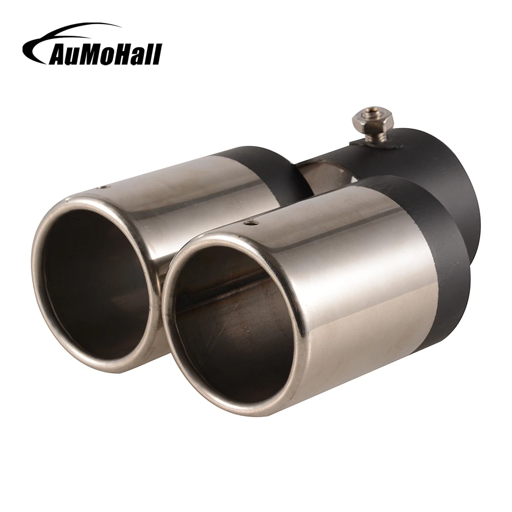 AuMoHall Stainless Steel Car Exhaust End Pipes Silver Dual Tips Tail