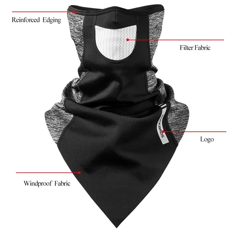 ROCKBROS los de invierno a prueba de viento de esquí máscara bufanda pañuelo de lana térmica transpirable negro ciclismo Snowboard conductores de motocicletas de esquí máscara