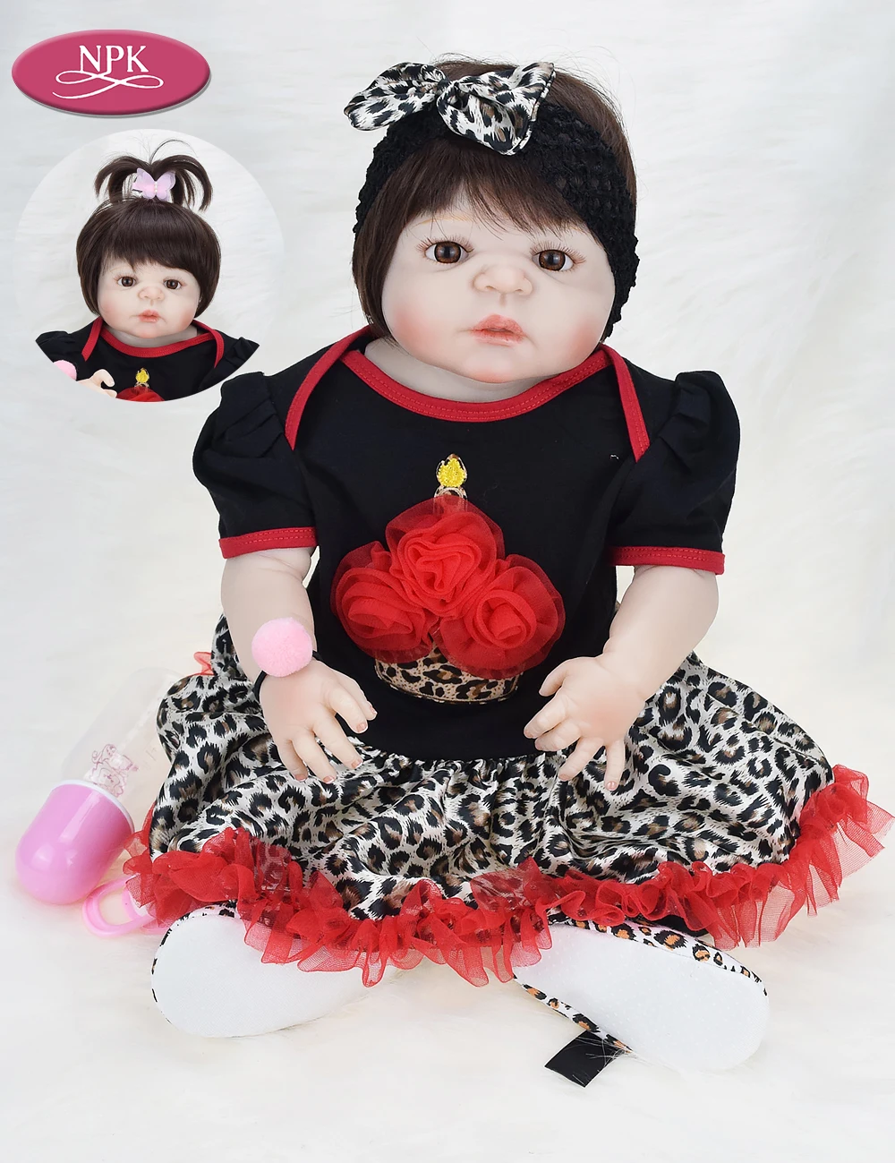 NPK 57CM Full SIlicone Body Girls Reborn Baby Doll Toys Lifelike Princess Newborn Babies Girl Fashion Dolls Bebe Reborn Bonecas (9)