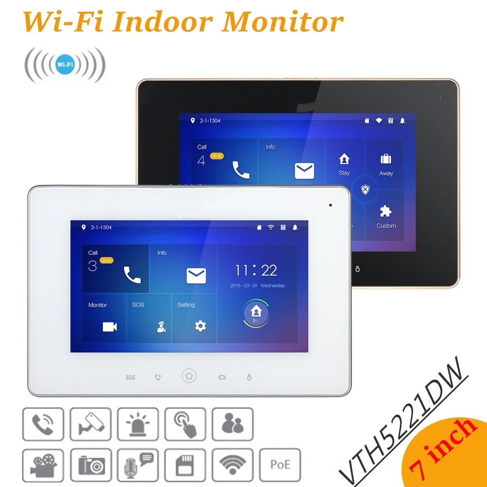 

7" TFT Touch Screen DH Wi-Fi Indoor Monitor Original English Version without Logo VTH5221DW