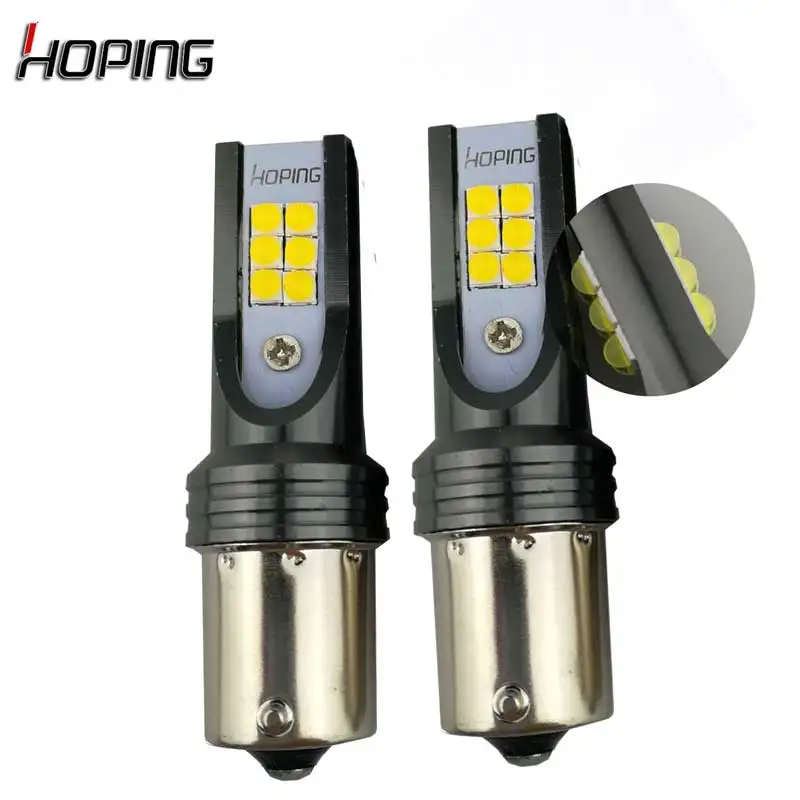 Надеюсь 2X Автомобильный светодиодный 1156 BAU15S BA15S указатель поворота 12smd белый