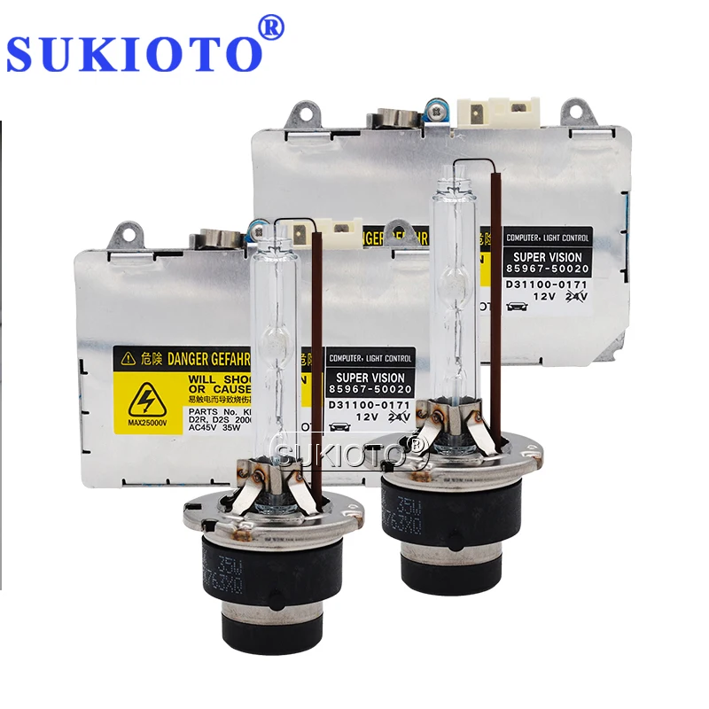 SUKIOTO 12V 35W D2S Xenon HID Kit High Brightess 5500K White HID Replacement Bulb For Toyota Lexus Xenon D2S D4S HID Ballast Kit