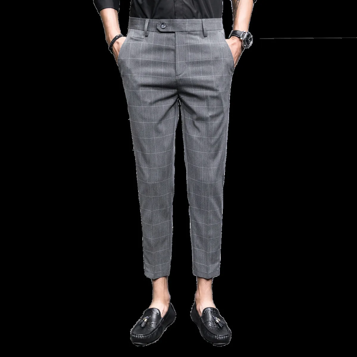 Summer Autumn New Polyester M-4XL Slim Casual Men's Cropped Pants Individuality Fashion Popularity Simple Classic City Youth