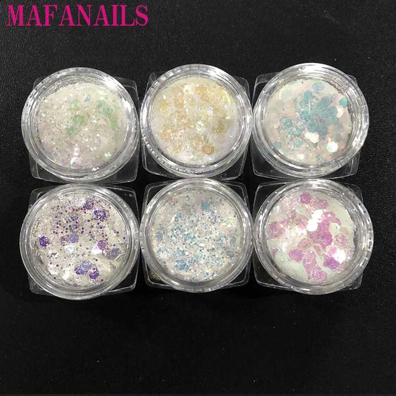 

6box/lot MERMAID Hexagon GLITTER pots new pinks blue purple sparkly iridescent white festival crafts hair/body/face nail glitter