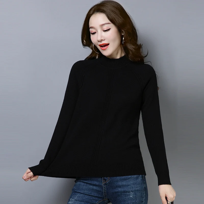 Best Price XL 5 Color Brand Women's Short Knit Sweater 2019 Autumn Winter New Solid Color Turtleneck Sweater Casual Wild Bottoming Pullover