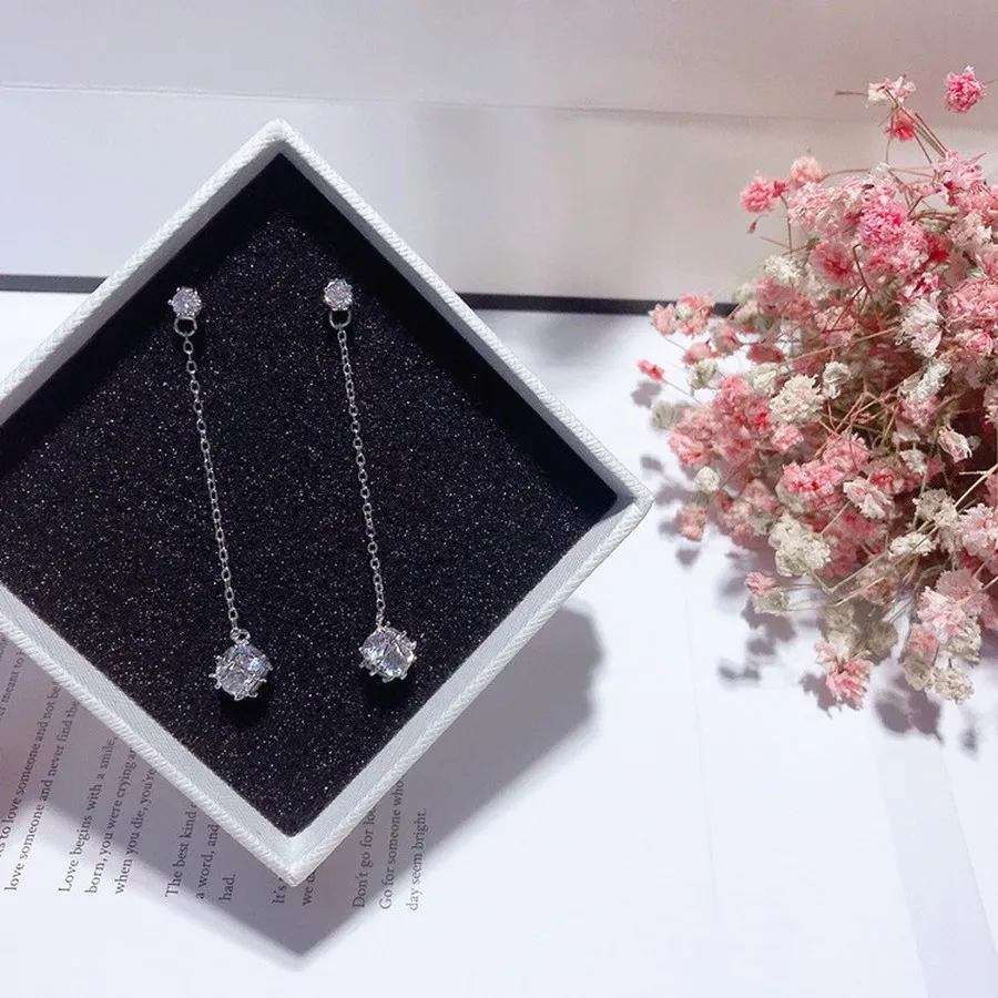 

Sweet Minimalism Zircon Tassel Earrings Wild Female Long Earrings Women Jewelry Earrings Fashion Accessories Gift