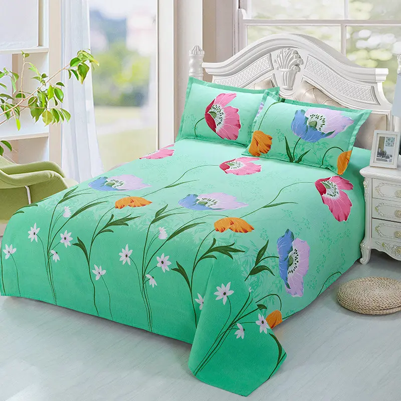 2017 new 100 cotton sheet bed king size flat sheets queen bed drap printed cotton sheets queen