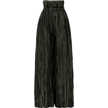 

New winter fashion loose black fold Waist Wide Leg Pants free shipping
