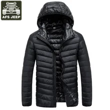 AFS JEEP брендовая зимняя мужская куртка-пуховик на белом утином пуху, Мужская однотонная Сверхлегкая куртка-пуховик на утином пуху, Мужская ветрозащитная парка