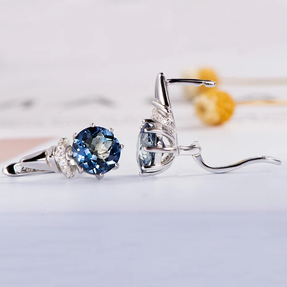 Женские серьги клипсы kuoolit 4 7ct из натурального синего мистического кварца