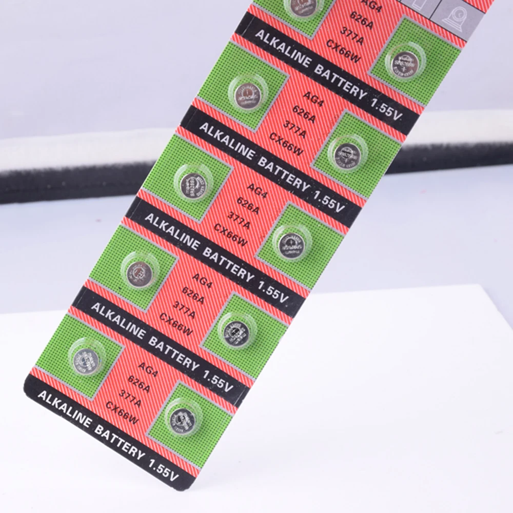 

Wholesale 10PCS/lot =1cards AG4 377A 377 LR626 SR626SW SR66 LR66 button cell Watch Coin Battery