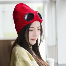 BINGYUANHAOXUAN Фирменная Новинка двойного назначения вязаная теплая зимняя шапка Кепка Skullies Лыжная Шапка со Съемные очки для мужчин и женщин