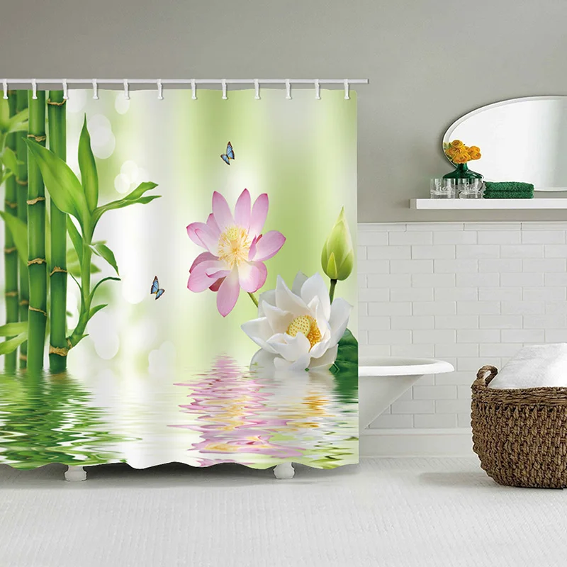 IVYSHION 1PC 180*180cm Summer Polyester Shower Curtain Summer Classic