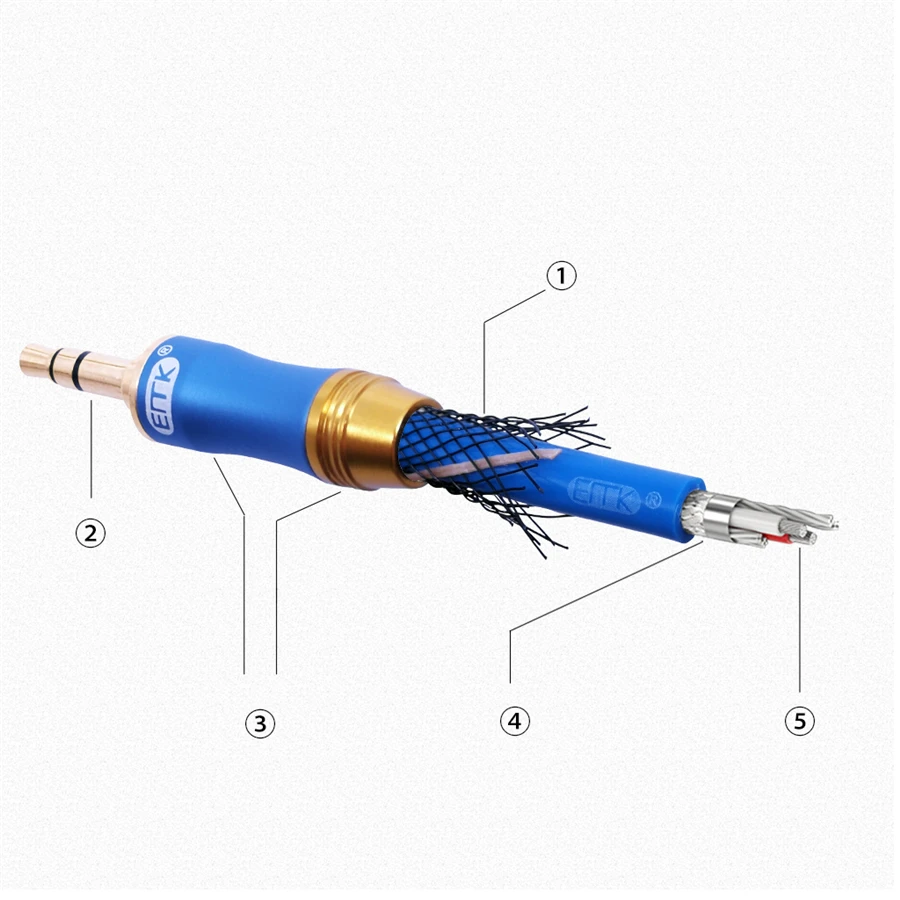 AUX Cable EMK Aux Cord [Copper Shell, Hi-Fi Sound] 3.5mm Audio Cable Headphone Cable Auxiliary Cable for Car Home Stereo, iPhone, iPod, iPad, Echo Dot, Sony, Beats 5m
