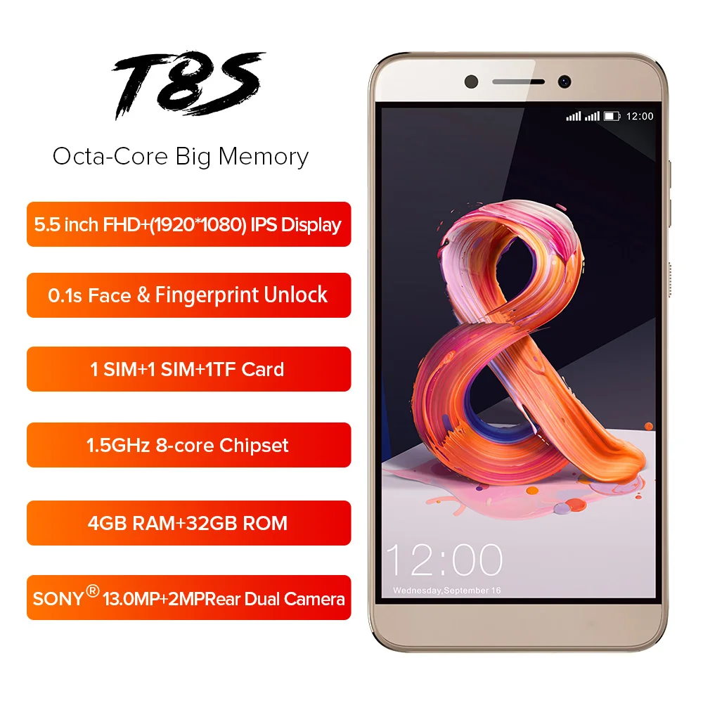 LEAGOO T8s, мобильный телефон, ОЗУ 4 Гб, ПЗУ 32 ГБ, 5,5 дюймов, FHD, Android 8,1, MT6750T, четыре ядра, распознавание лица, 13 МП, OTG, GPS, две sim-карты, 4G, смартфоны