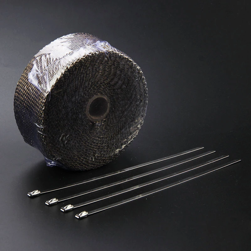 

CHIZIYO 5M Heat Exhaust Pipe Header Heat Wrap Resistant Fireproof Insulating Cloth For Motorcycle Car With 4 Stainless Steel Tie