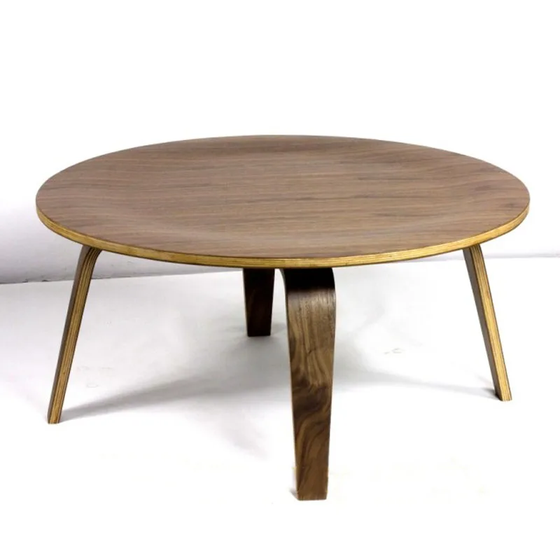 Round Plywood Table Walnut Wood Coffee Table DIA86*H40CM Round Plywood Table Walnut Wood Coffee Table DIA86*H40CM