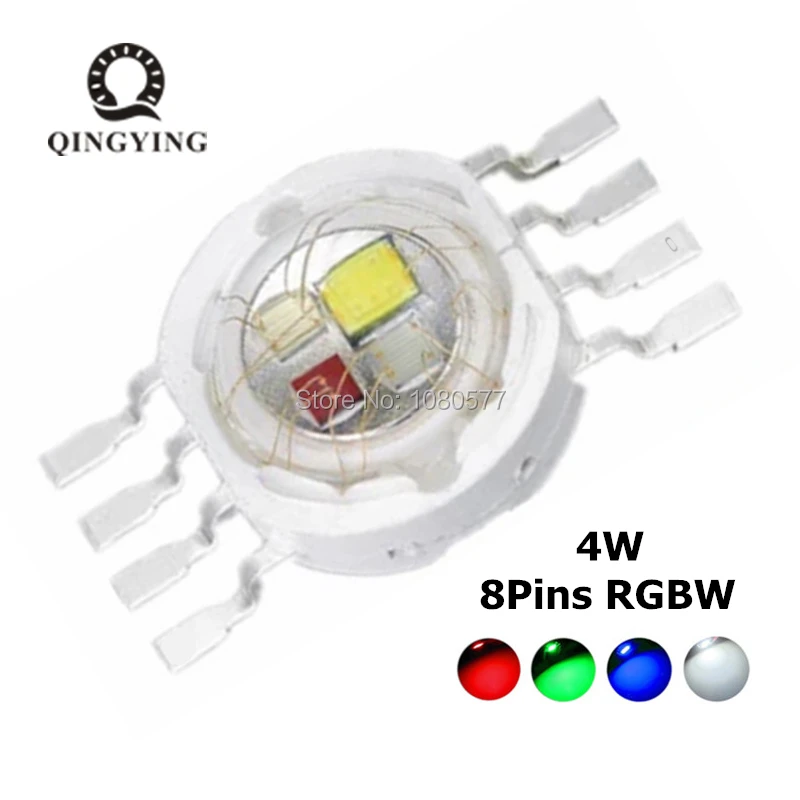 

2PCS RGBW LED Diode 8 pin High Power LED 4W 8W 12W Colorful four core sources DIY molding LED Stage lights