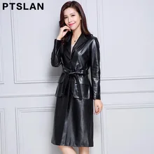 2017 women genuine lambskin coat full pelt slim fit coat real leather long coat