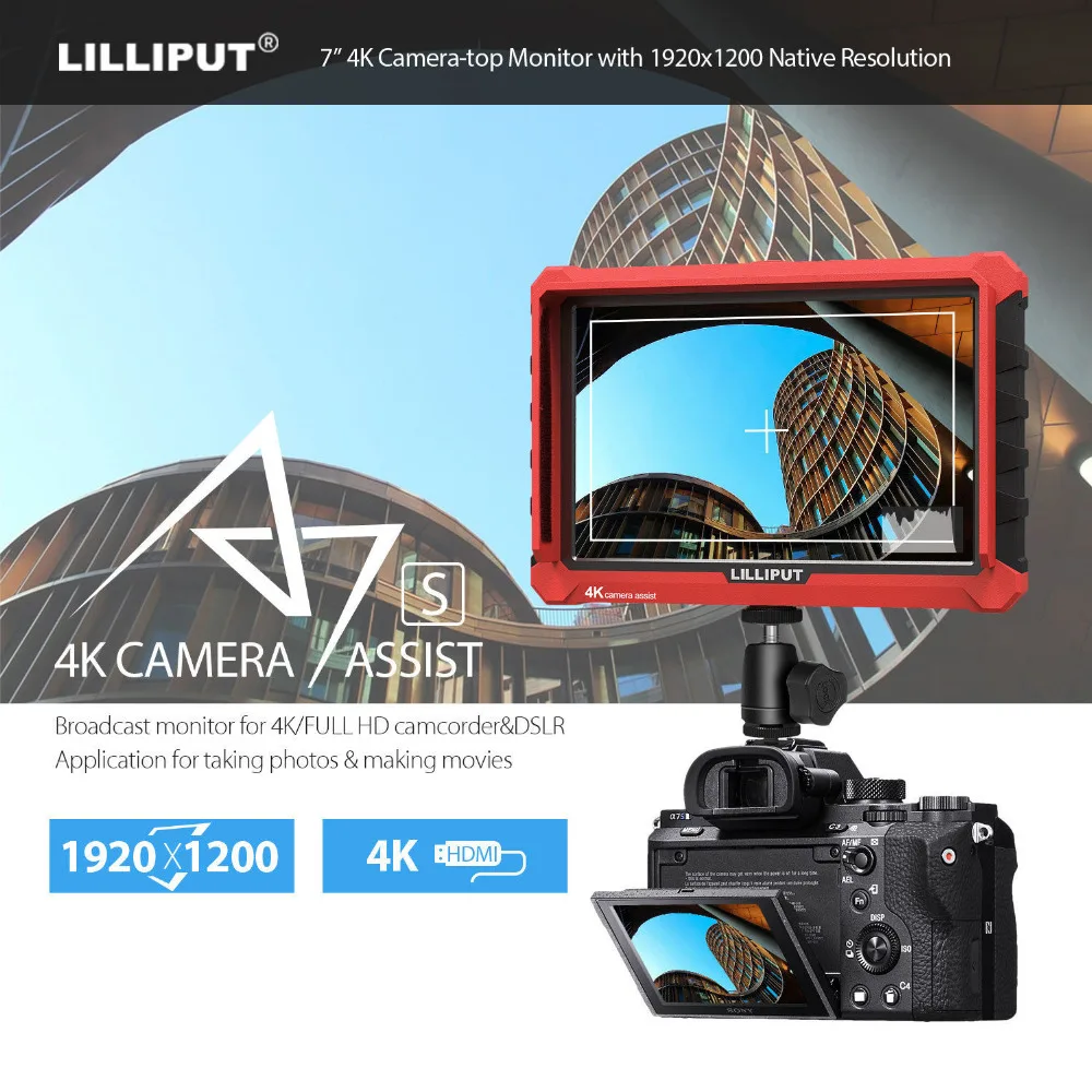 Lilliput A7S 7 дюймов очень тонкий ips Full HD 1920x1200 4 K HDMI Камера видео с полевым монитором для цифровой зеркальной камеры Canon Nikon sony цифровая зеркальная камера Камера