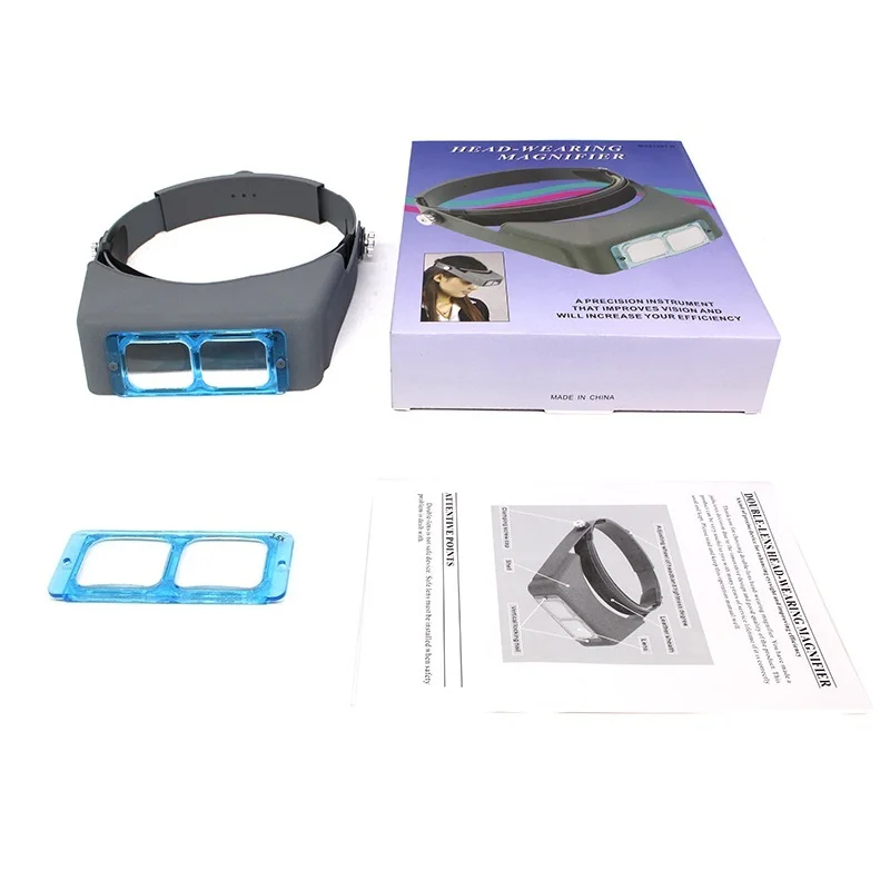 2 Lens Head Wearing Magnifier 1.5X 2X 2.5X 3.5X Optional Hand Free Headband Magnifying Glass for Jewelry Appreciation