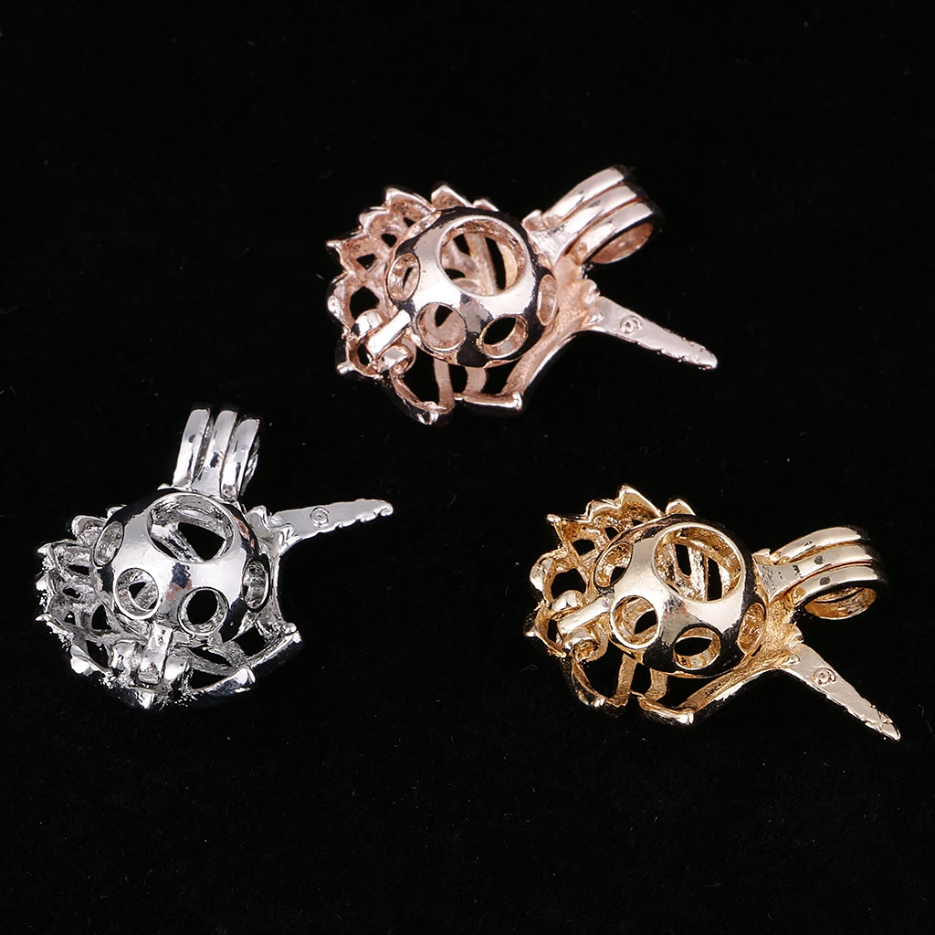 Phenovo 3 Pieces Beads Charms Locket Pendant Settings Blanks Base Jewelry Making Findings for DIY Necklace Accessories Making