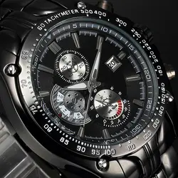 2016 Мужская мода Авто Дата дисплей Нержавеющая сталь кварцевые спортивные наручные часы