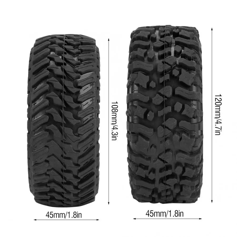 4pcs 1.9" RC Crawler Car Rubber Tire Wheel Tyre With Sponge 120mm*45mm