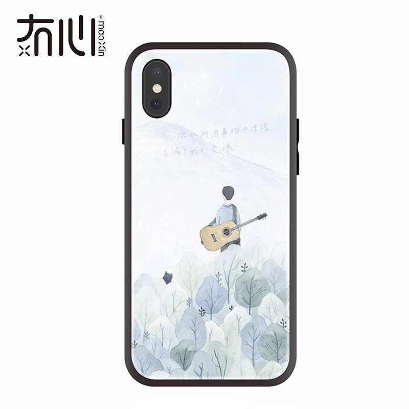 Maoxin Новый чехол для телефона iPhone X XS 8 8plus 7 7plus мальчик с гитарой закаленное стекло