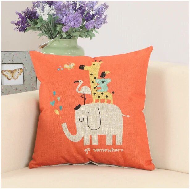 #1116 جديد الإبداعية الملونة لطيف الحيوان الطفل غرفة الكتان وسادة مطبوعة وسائد كنبة مكتب الساخن لا ملء