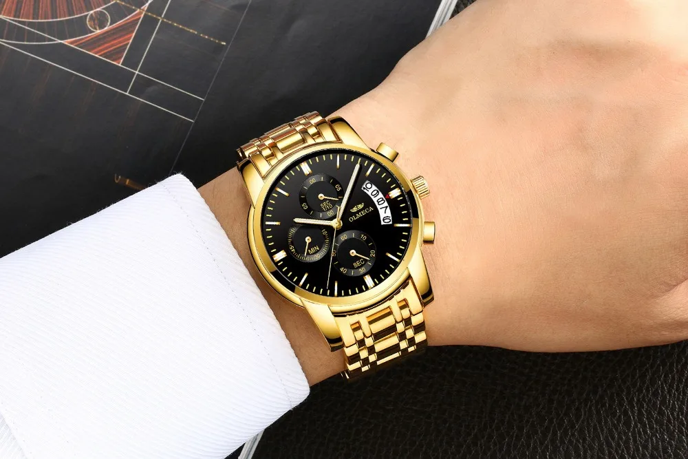OLMECA часы для мужчин модные повседневные спортивные часы Relogio Masculino хронограф светящийся Водонепроницаемый Бизнес relojes кварцевые часы
