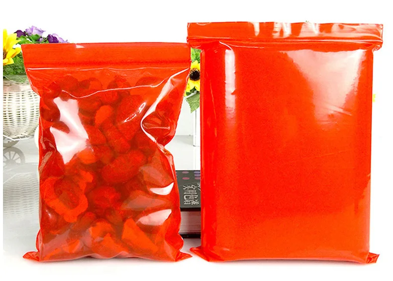 1 red,transparent flat,Ziplock pocket,Thicken, bag,Reseal,Zipper,Bulging,package,Store,Home,Office,food,storage,Powder,granules.Dried fruit,tea,seasoning,whole grains, (2)