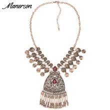 Nuevas Mujeres de La Moda 2016 Pequeño Collar de La Borla de Oro de La Vendimia Colgante de collar Babero Collar Boho Maxi Retro Declaración Joyería Accesorio