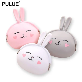 

Cute Cartoon Rabbit Silicone Coin Purse Women Key Earphone Storage Box Card Bag Rubber Small Wallet Change Purse Kids Gifts