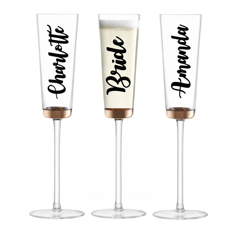 Personalized Flute Vinyl Art Decals Champagne Glass Decor