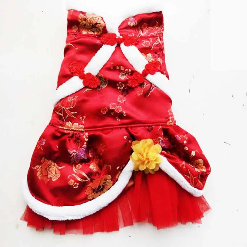 Chinese Styel Designer Pet Dog Cat Clothes Puppy Dog Cat Dress Chihuahua Tang Costume New Year Spring Festival Pet Clothing3