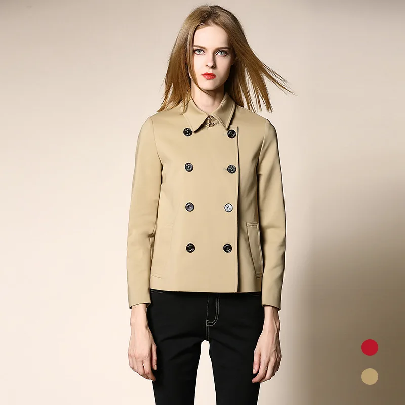 2018 Autumn Trench Coat for Women full sleeve England Style short Trench double breasted classic