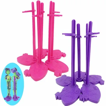 

High Quality 5 Pcs / Lot Plastic Doll Stands Pink Purple Display Model Supporting Holder Prop Accessories For Monster High Doll