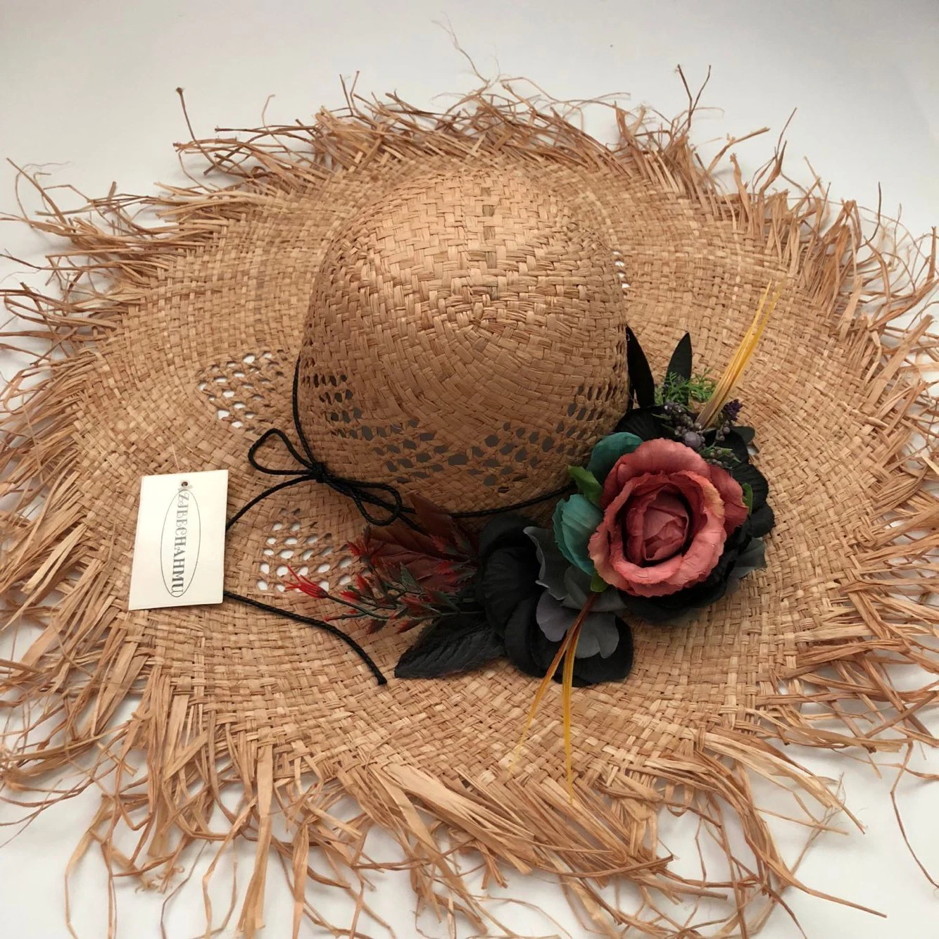 ZJBECHAHMU модные однотонные винтажные соломенные солнечные шляпы с цветочным рисунком для женщин и девушек, летние кепки, большие солнцезащитные козырьки, Пляжная Шляпа, новые аксессуары