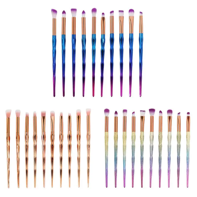 

1Set/10Pcs Unicorn Foundation Face Powder Eye Shadow Eyeliner Eyelash Lip Brush Cosmetic tool Concealer Blusher Makeup Brushes