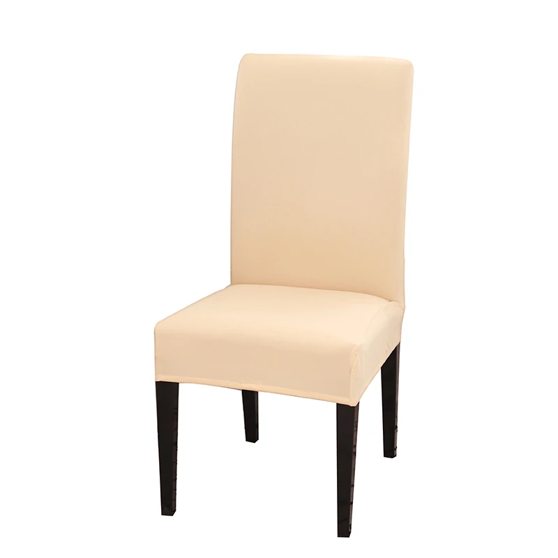 Растягивающиеся чехлы на стулья для столовой из спандекса, чехлы на стулья для гостиной, дома, вечерние, свадебные, декоративные чехлы на стулья, однотонный цвет - Цвет: beige