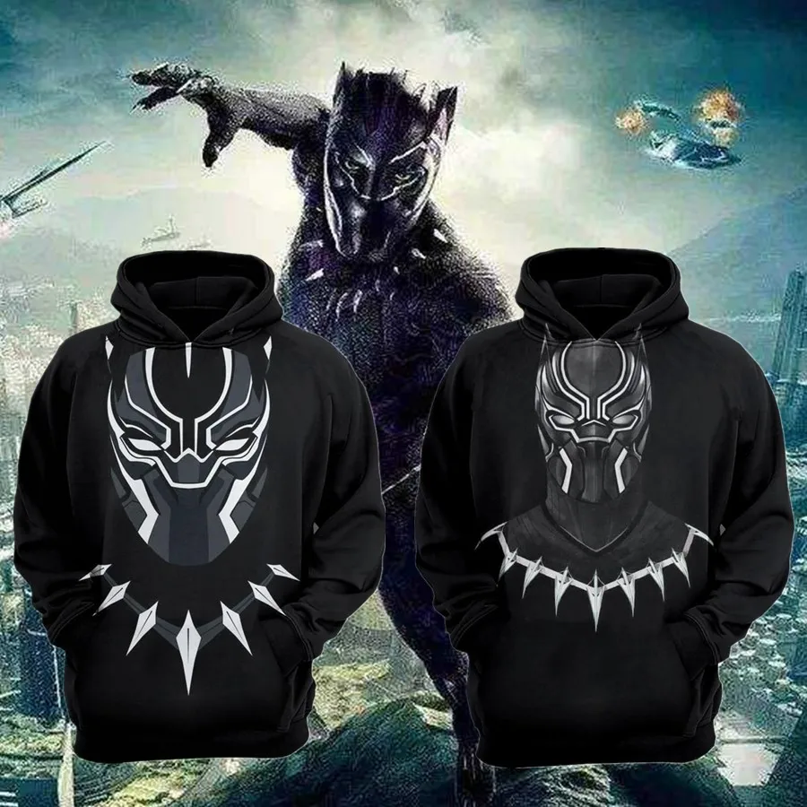 Avengers Endgame Black Panther Hoodie Sweatshirt Cosplay Costume Black Panther Jacket Coats Men Women