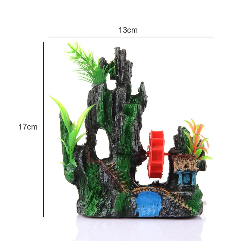 Аквариум Аксессуары аквариум Украшения скала Ветряные мельницы водяное колесо для аквариума Аксессуары