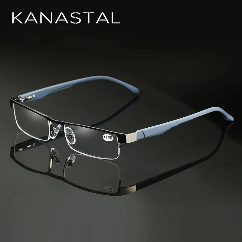 

KANASTAL Alloy Reading Glasses Men High Quality Business Eyeglasses Hyperopia Prescription Glasses +0.75 +1.25 +1.5 +1.75 +5.0